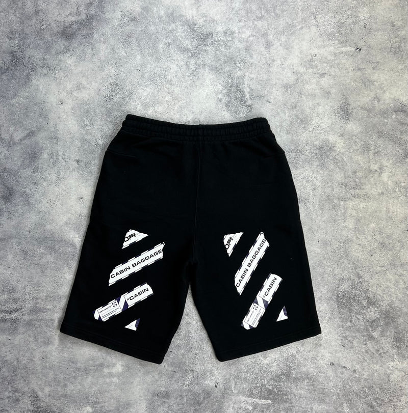 Off-white airport tape black arrow shorts