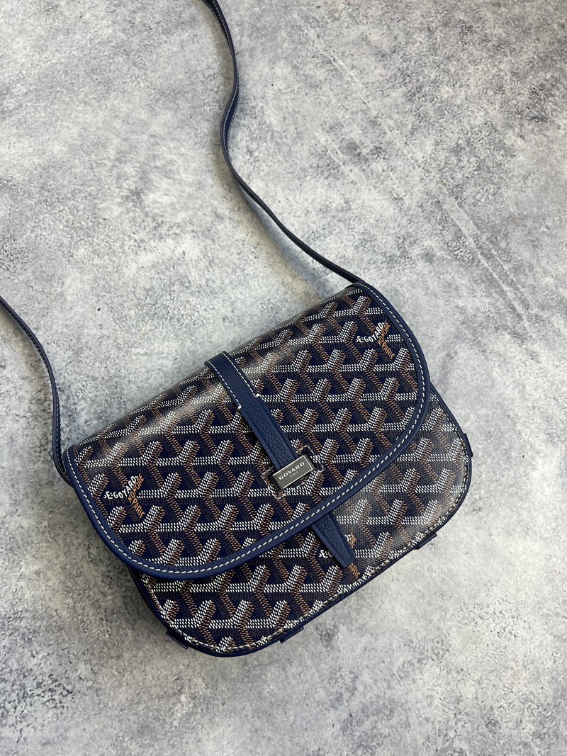 Goyard Belvedere PM navy messenger bag