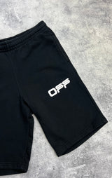 Off-white airport tape black arrow shorts