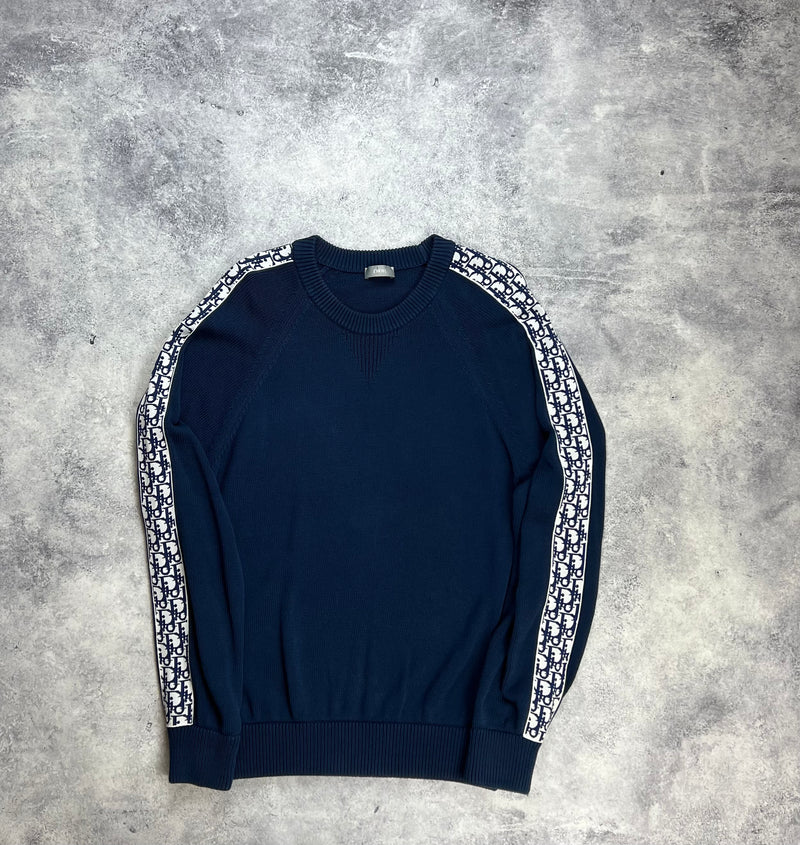 Dior deep blue oblique inserts jumper