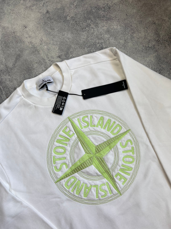 Stone island SS23 white & green embroidered jumper