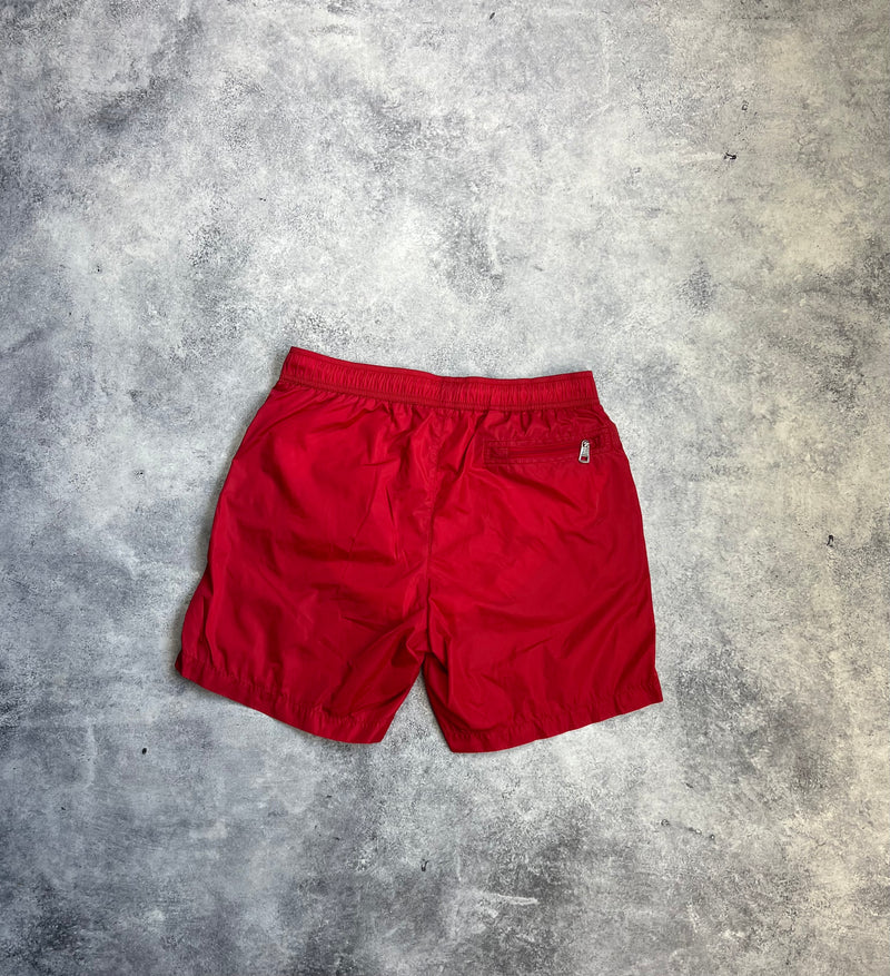 Moncler red logo swim shorts