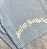 Palm angels wool curved logo baby blue jumper