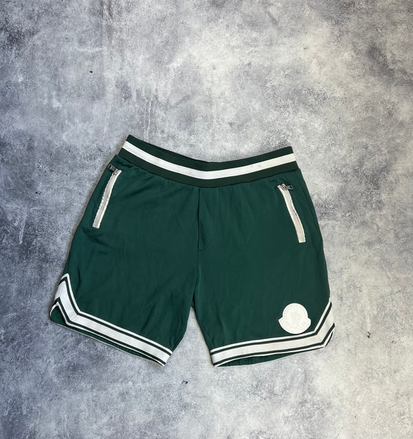 Moncler green big logo track shorts