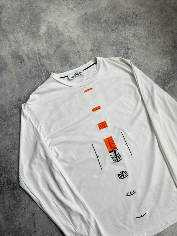 Stone island 2020 white L/S graphic tee