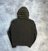 Moncler hooded maglione tricot khaki cardigan