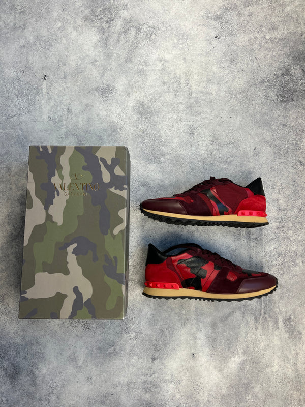 Valentino red leather camo trainers