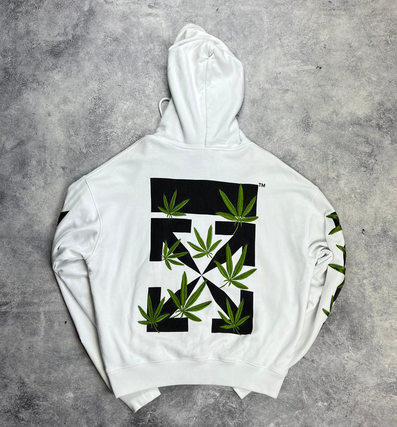 Off-white leaf white hoodie