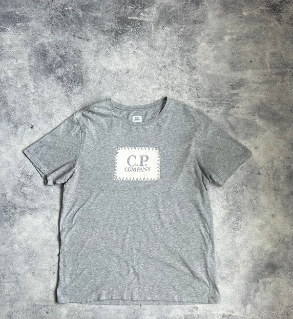 CP company grey block logo tee