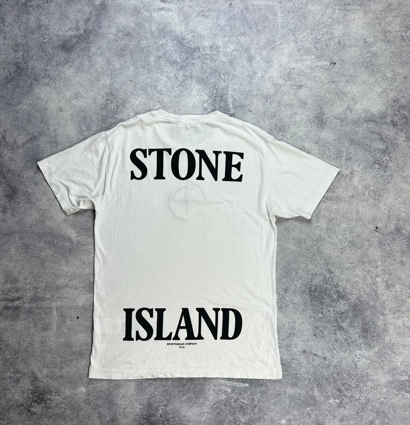 Stone island 2020 white back logo data scan tee