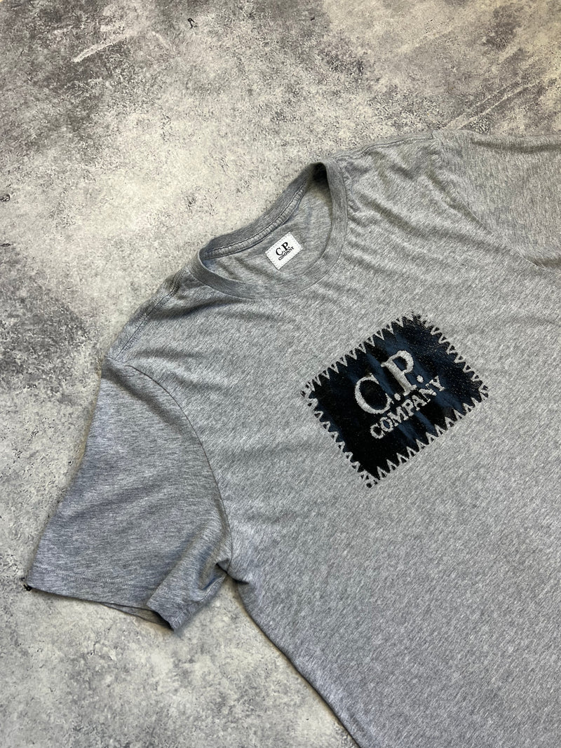 CP company grey block logo tee