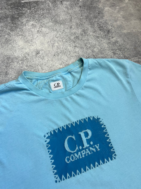 CP company blue block logo tee