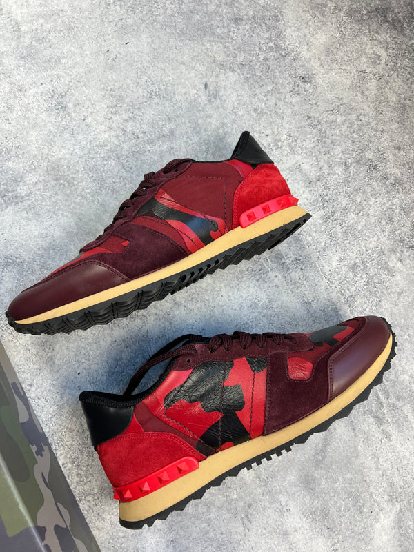 Valentino red leather camo trainers