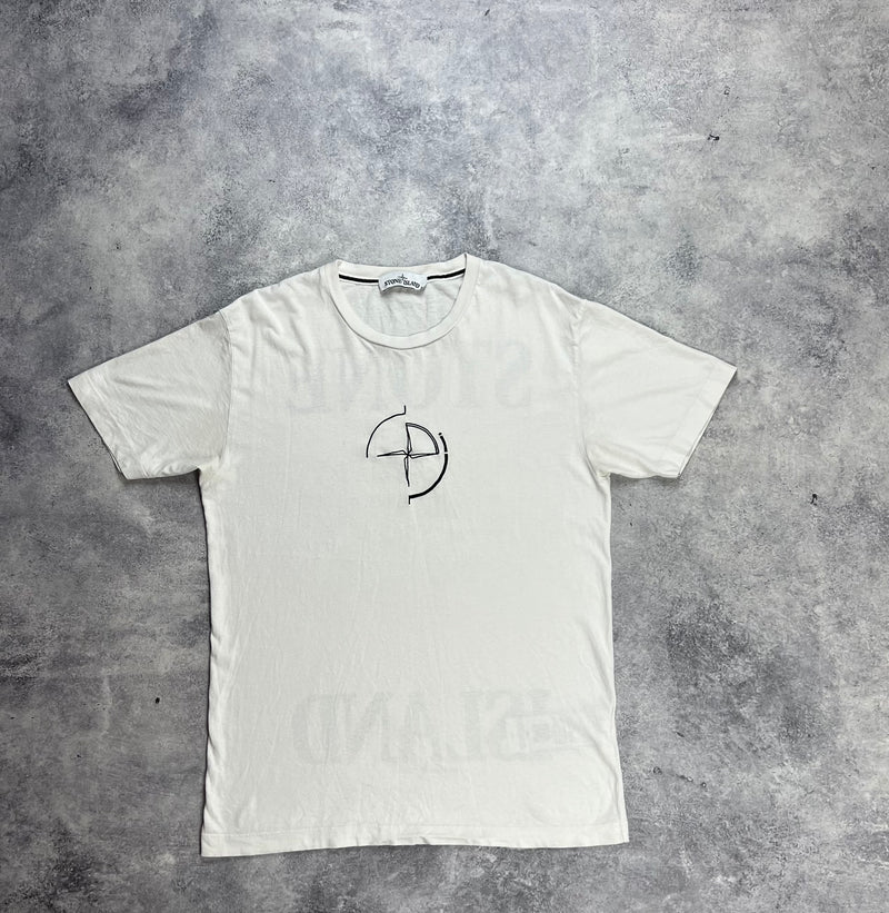 Stone island 2020 white back logo data scan tee