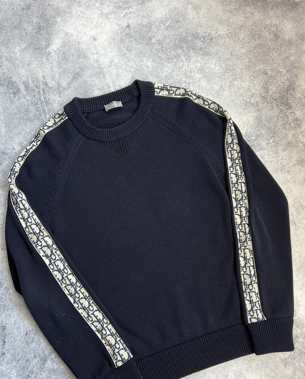 Dior deep blue oblique inserts jumper