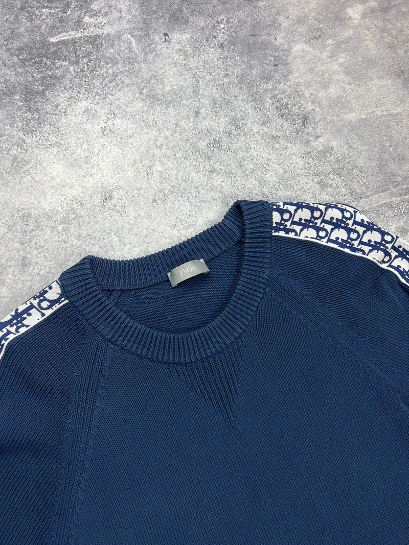 Dior deep blue oblique inserts jumper