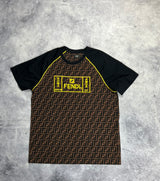 Fendi contrasting panelled monogram tee