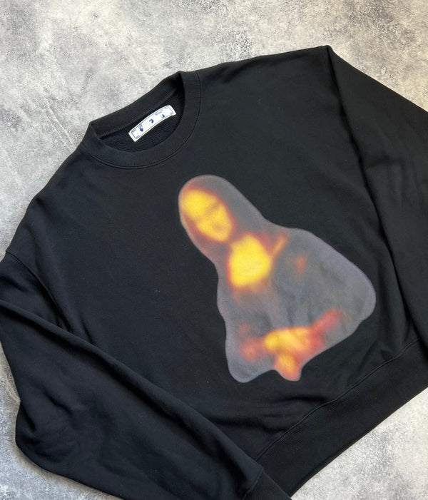 Off-white blurred Mona Lisa black jumper