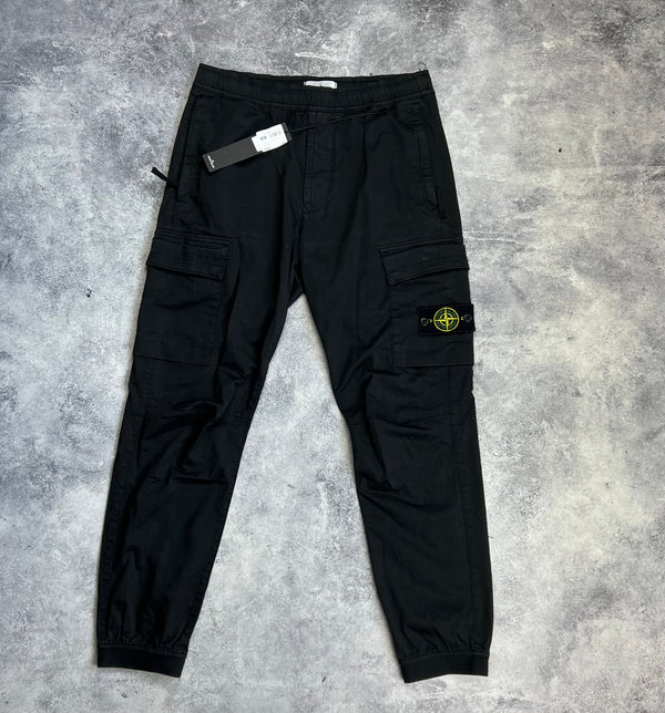 Stone island AW22 black cuffed cargo trousers