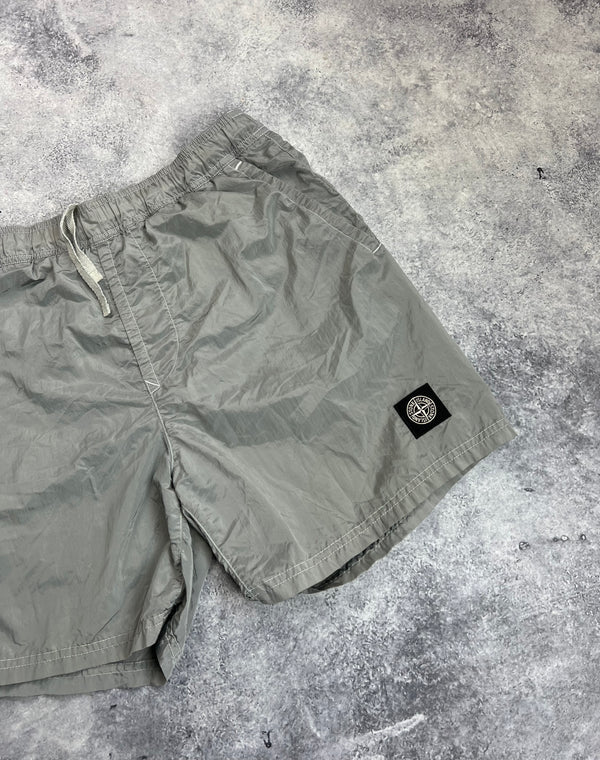 Stone island 2019 silver nylon metal swim shorts