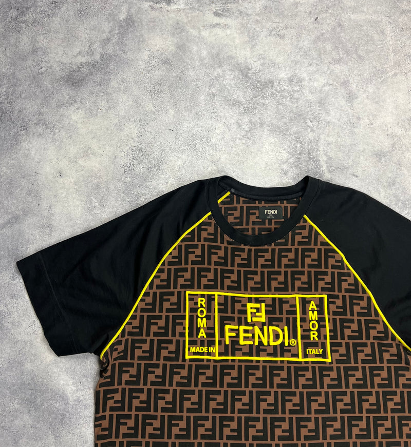 Fendi contrasting panelled monogram tee