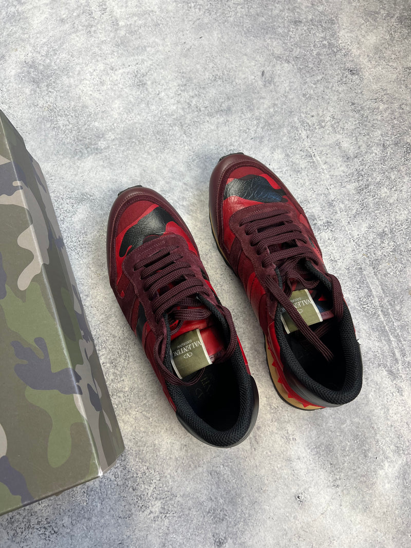 Valentino red leather camo trainers