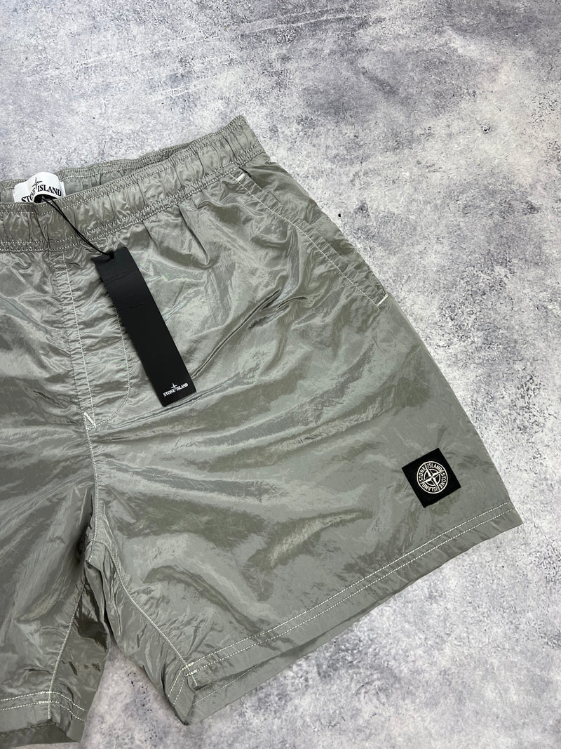 Stone island 2017 silver nylon metal swim shorts