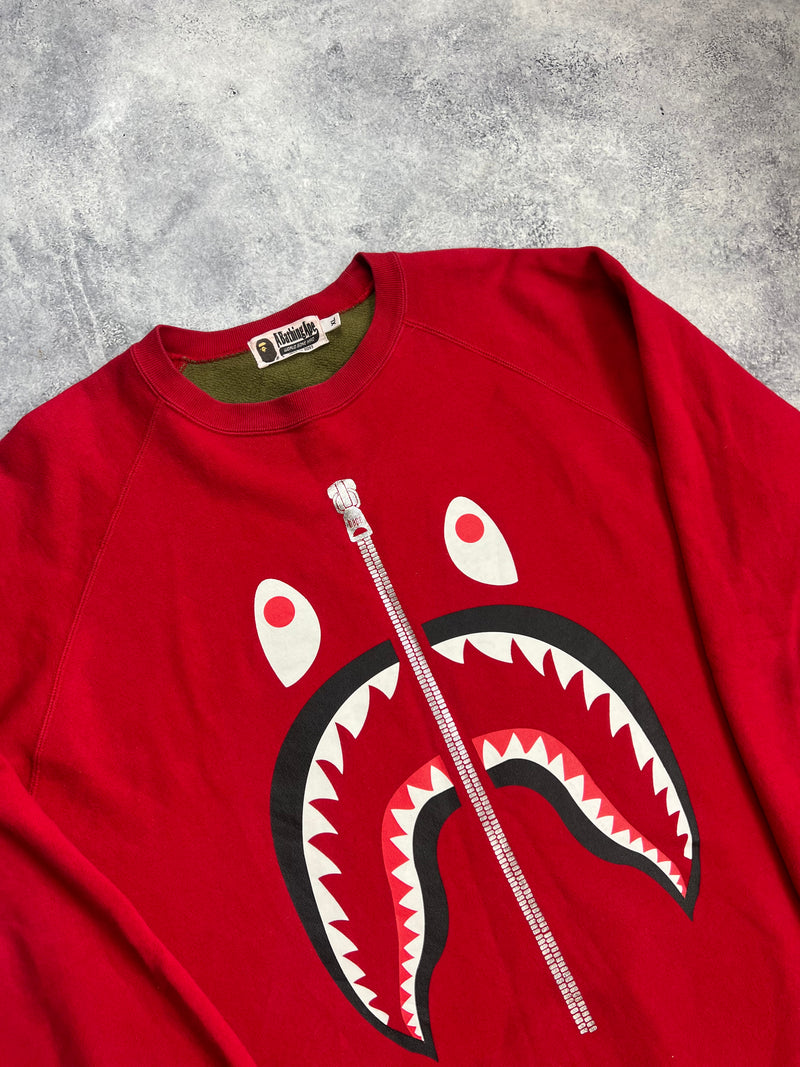 Bape red shark jumper