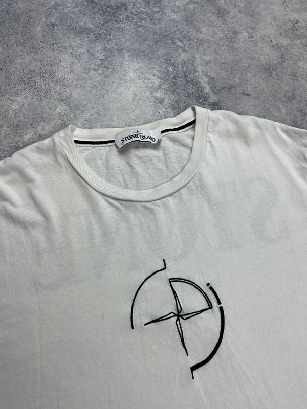 Stone island 2020 white back logo data scan tee