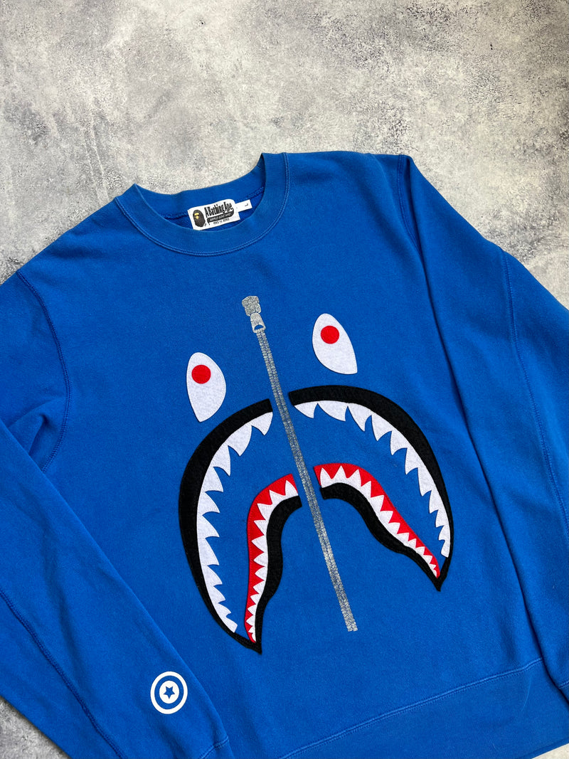 Bape blue shark jumper