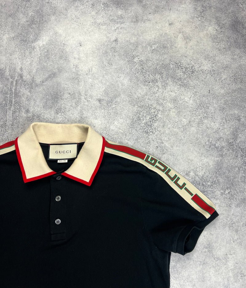 Gucci black stripe polo shirt