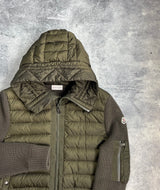 Moncler hooded maglione tricot khaki cardigan