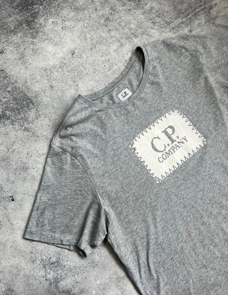 CP company grey block logo tee