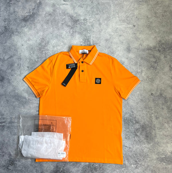 Stone island orange polo shirt