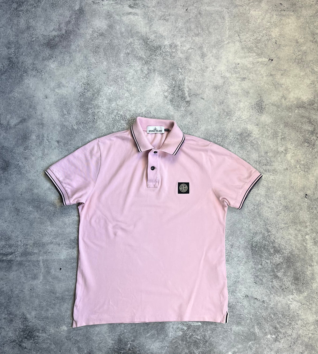 Pink stone island polo best sale