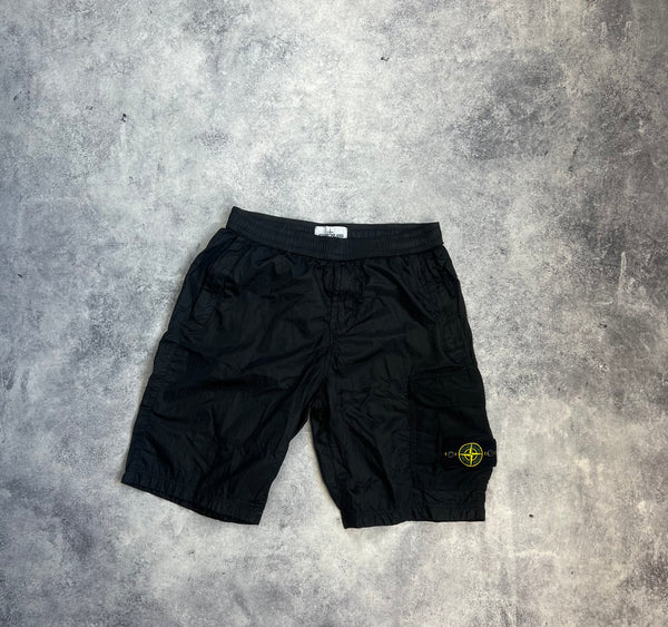 Stone island SS19 black nylon cargo shorts