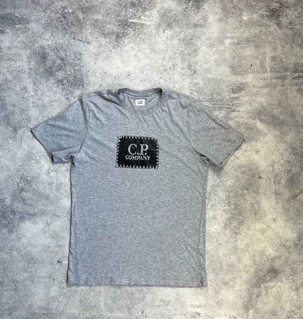 CP company grey block logo tee