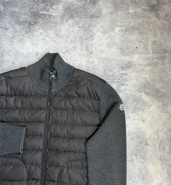 Moncler grey padded tricot cardigan