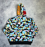 Bape multi camo shark relaxed full zip hoodie