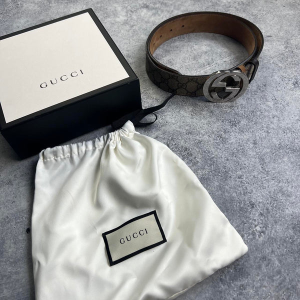 Gucci beige GG supreme belt