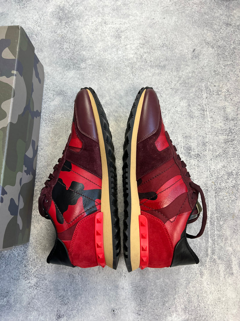 Valentino red leather camo trainers