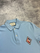 Gucci baby blue patch logo polo shirt