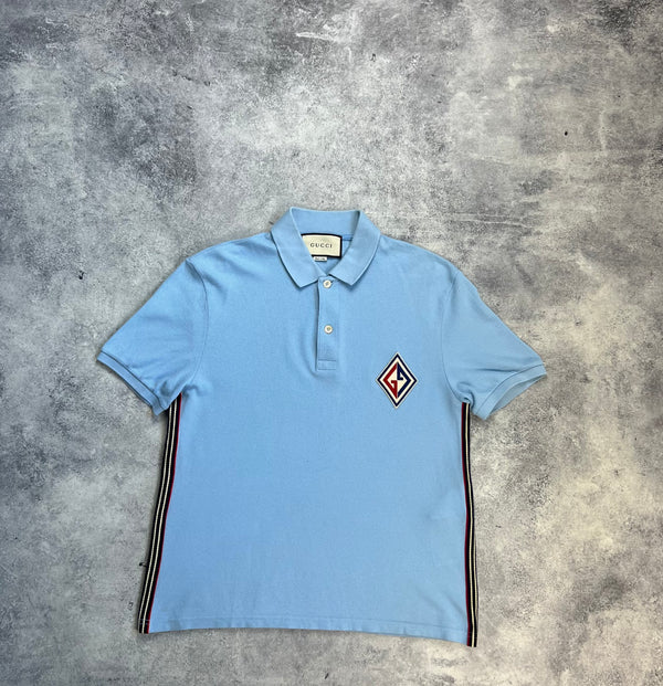 Gucci baby blue patch logo polo shirt